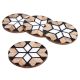 Round Tea Coaster Wood Flower Pattern Resin CoasterÂ In Set Of 4